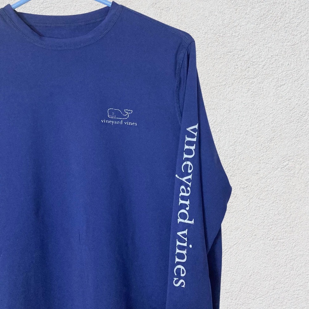 Vineyard Vines Performance Long Sleeve Shirt Boys XL 18 Blue Whale Logo Top